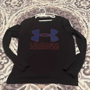 Under Armour Black Shirt with Blue and Red Logo youth medium